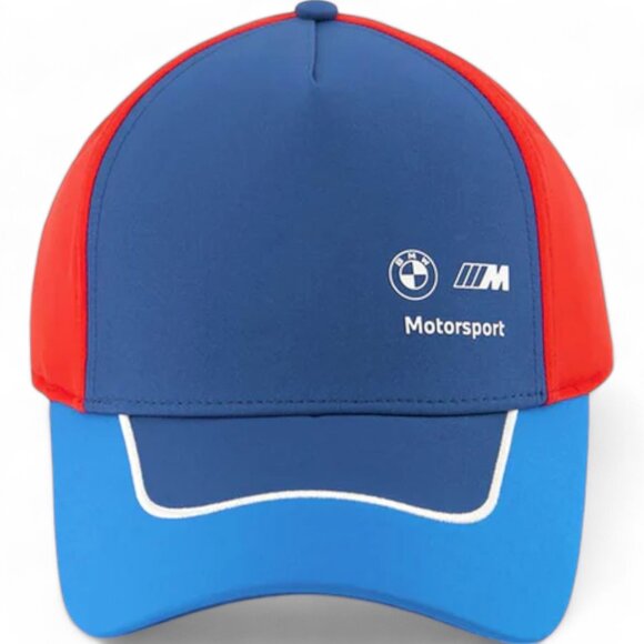 BMW M Sport M3 M5 Blue Red Puma Racing Snap Back Color Block Cap Hat NEW - Picture 2 of 9